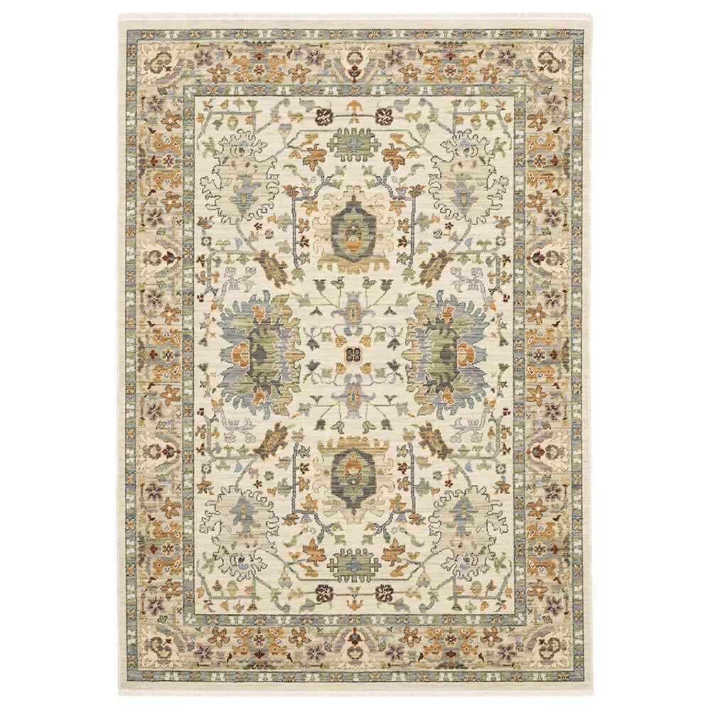 Oriental Weavers Lucca Oriental Border 2"6" x 12" Ivory Runner, , large