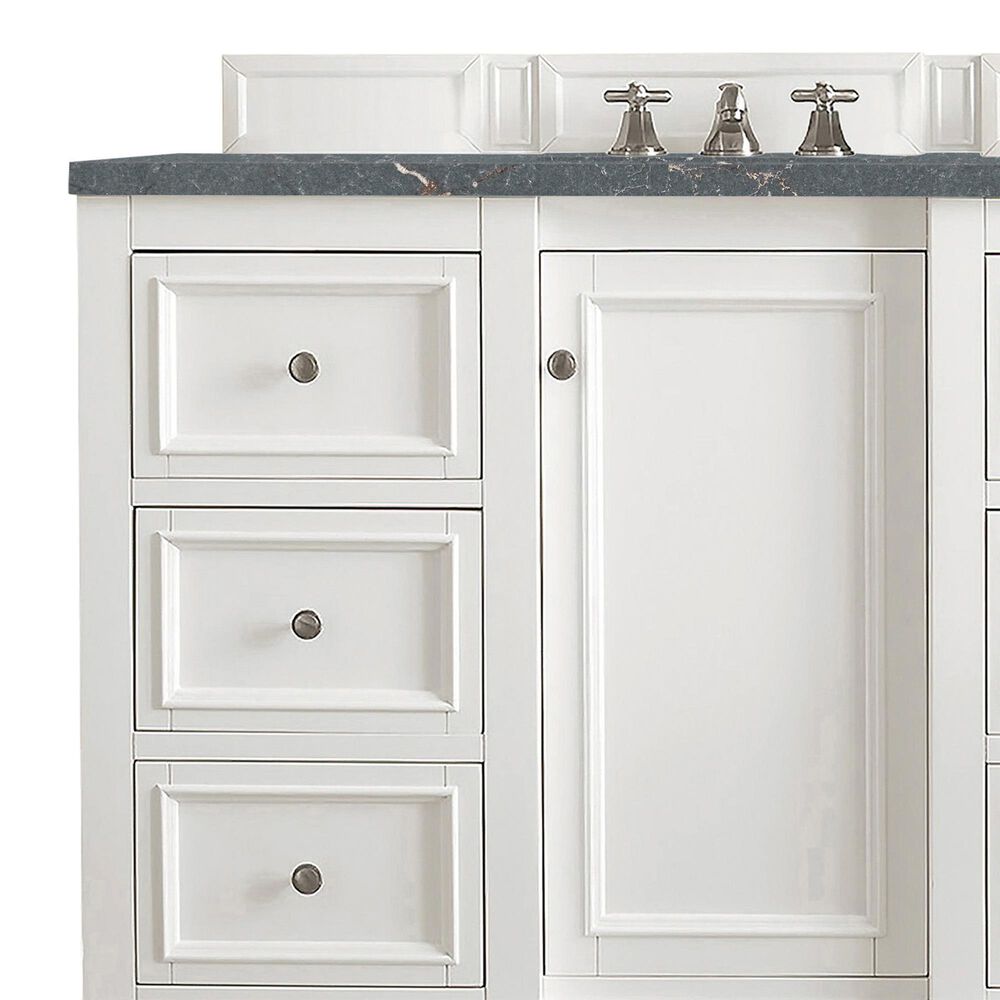 James Martin Vanities De Soto 48" Single Bathroom Vanity in Bright White with 3 cm Parisien Bleu Quartz Top and Rectangular Sink, , large