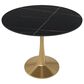 Leisuremod Leisuremod Bristol 35 round dining table Gold base with Black Sintered stone Top, , large
