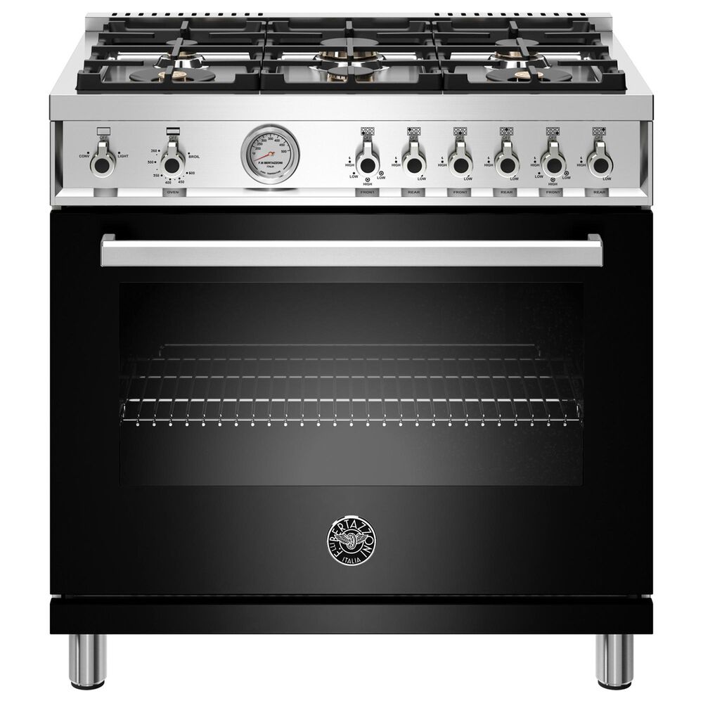 Bertazzoni 36" Professional All Gas Range in Black Nebraska Furniture