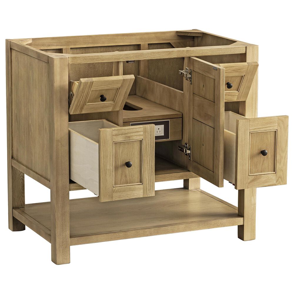 James Martin Vanities Breckenridge 36&quot; Single Bathroom Vanity in Light Natural Oak with Single Hole 3 cm White Zeus Quartz Top and Rectangular Sink, , large