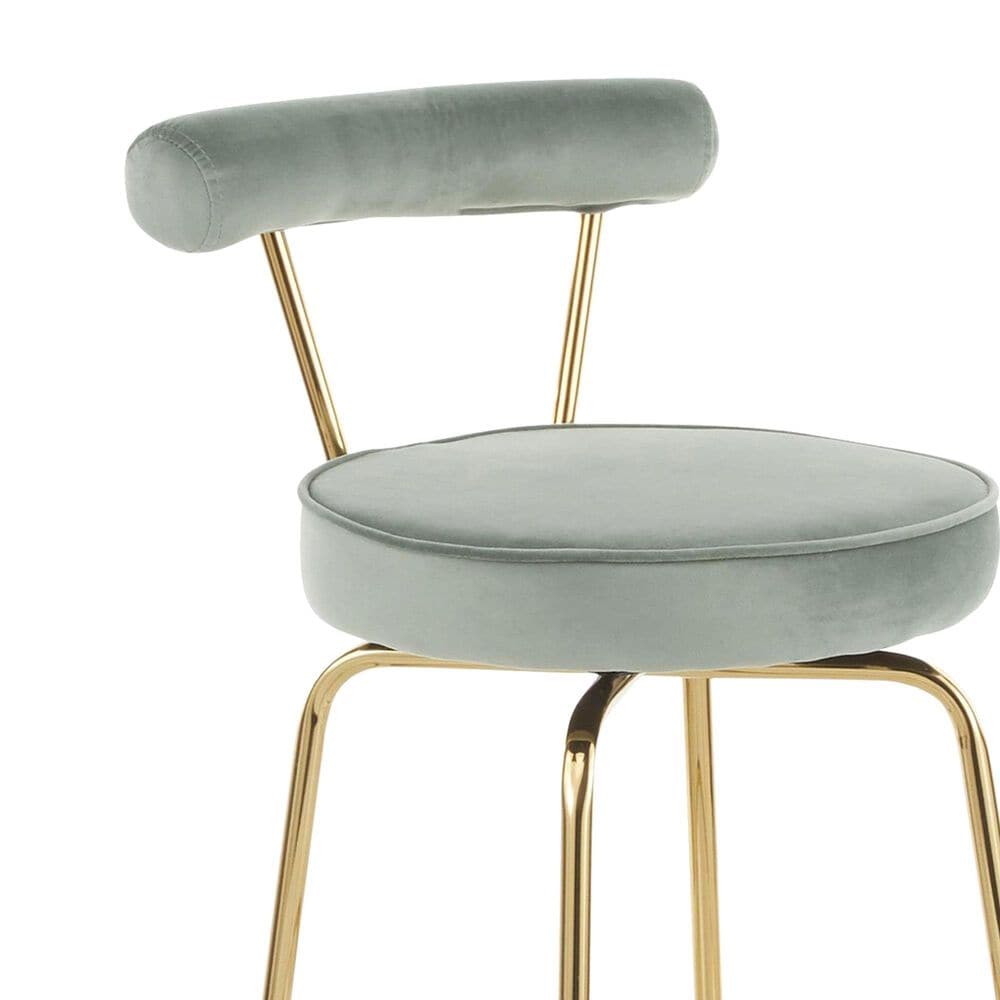 Lumisource Rhonda Swivel Counter Stool with Sage Green Velvet Cushion in Gold &#40;Set of 2&#41;, , large
