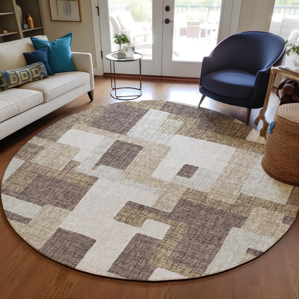 Dalyn Rug Company Portico PO3 Brown 8&#39; Round Area Rug, , large