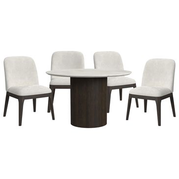 Mayberry Hill Sylvie 5-Piece Round Dining Set in Brown and White, , large