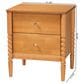 Baxton Studio Lucera 2-Drawer Bobbin Nightstand in Oak Brown, , large