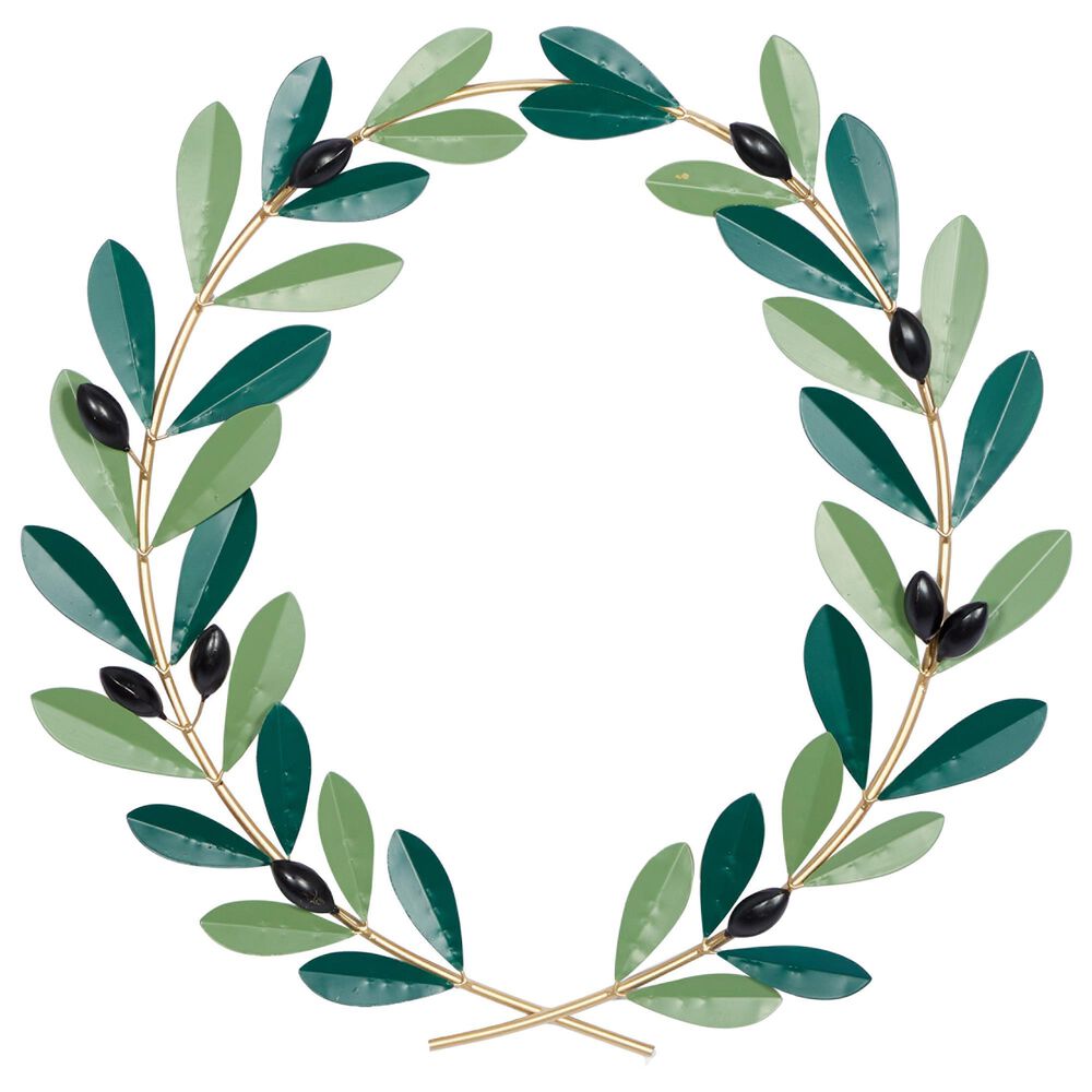 Maple and Jade 22" x 22" Coastal Leaves Wall Decor in Green and Gold, , large