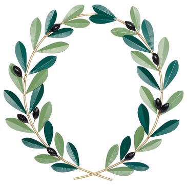 Maple and Jade 22" x 22" Coastal Leaves Wall Decor in Green and Gold, , large
