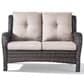 Sunwell Garden Patio Loveseat with Brown Frame in Beige, , large