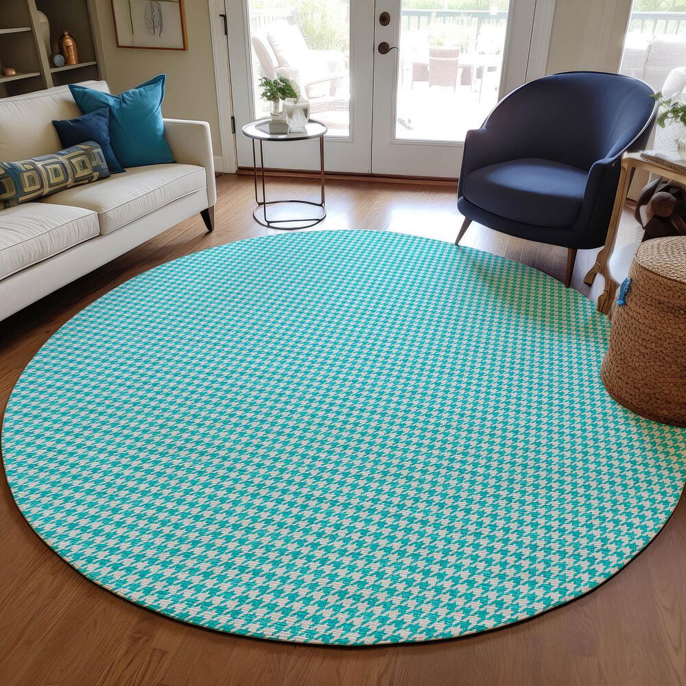 Dalyn Rug Company Hinton 10&#39; Round Aqua Indoor/Outdoor Area Rug, , large