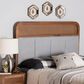 Baxton Studio Esti King Panel Headboard with Light Grey Fabric in Ash Walnut, , large