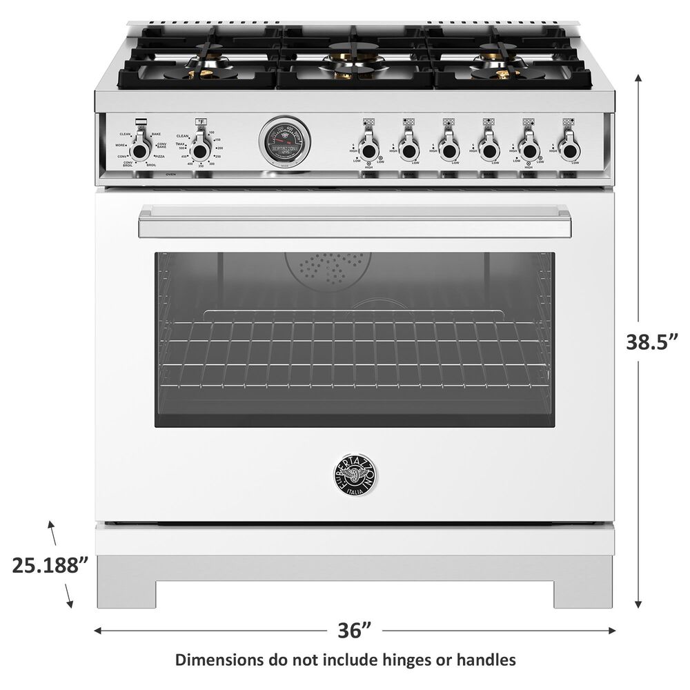 Bertazzoni Professional 5.7 Cu. Ft. Freestanding Dual Fuel Range in Bianco, , large