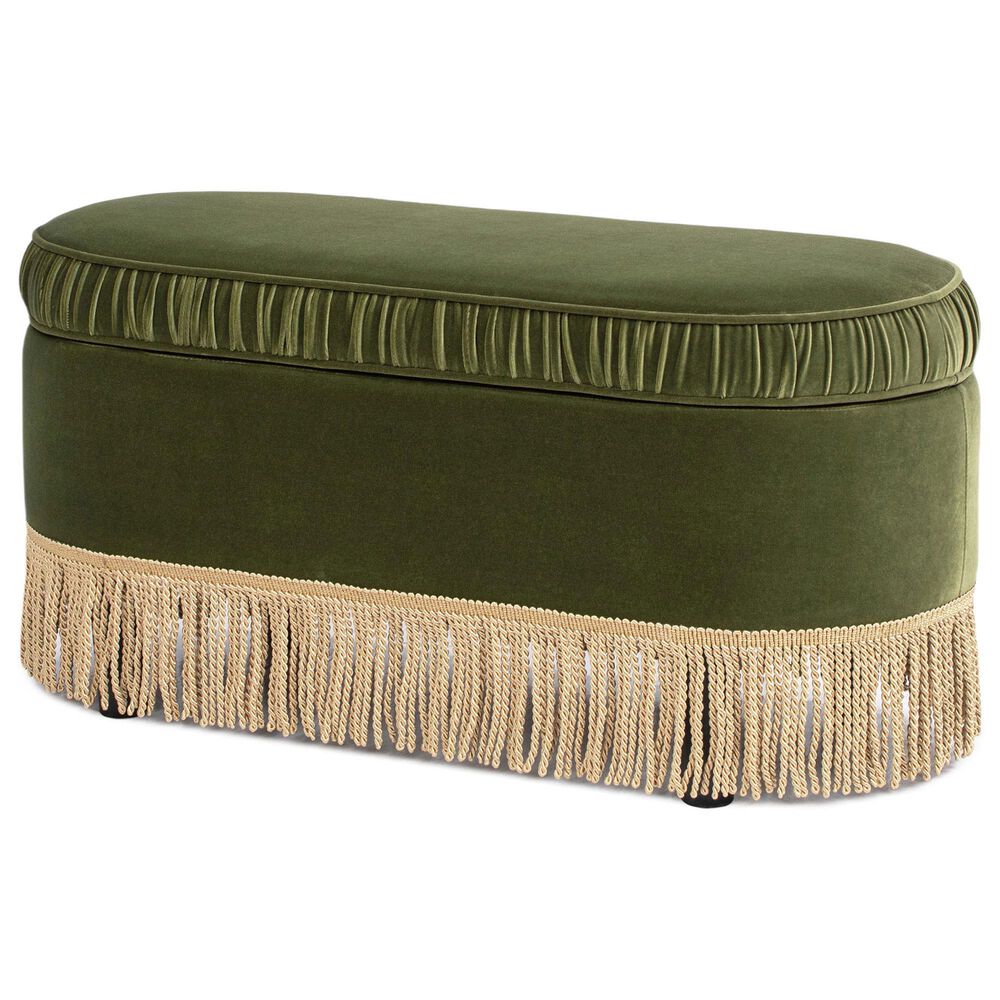 Jennifer Taylor Home Serena Storage Bench with Tufted Bullion Fringe in Olive Green, , large