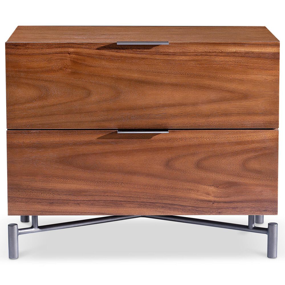 Bernhardt Brasea 32" 2 Drawer Nightstand in Lume and Tungsten with AC and USB Ports, , large