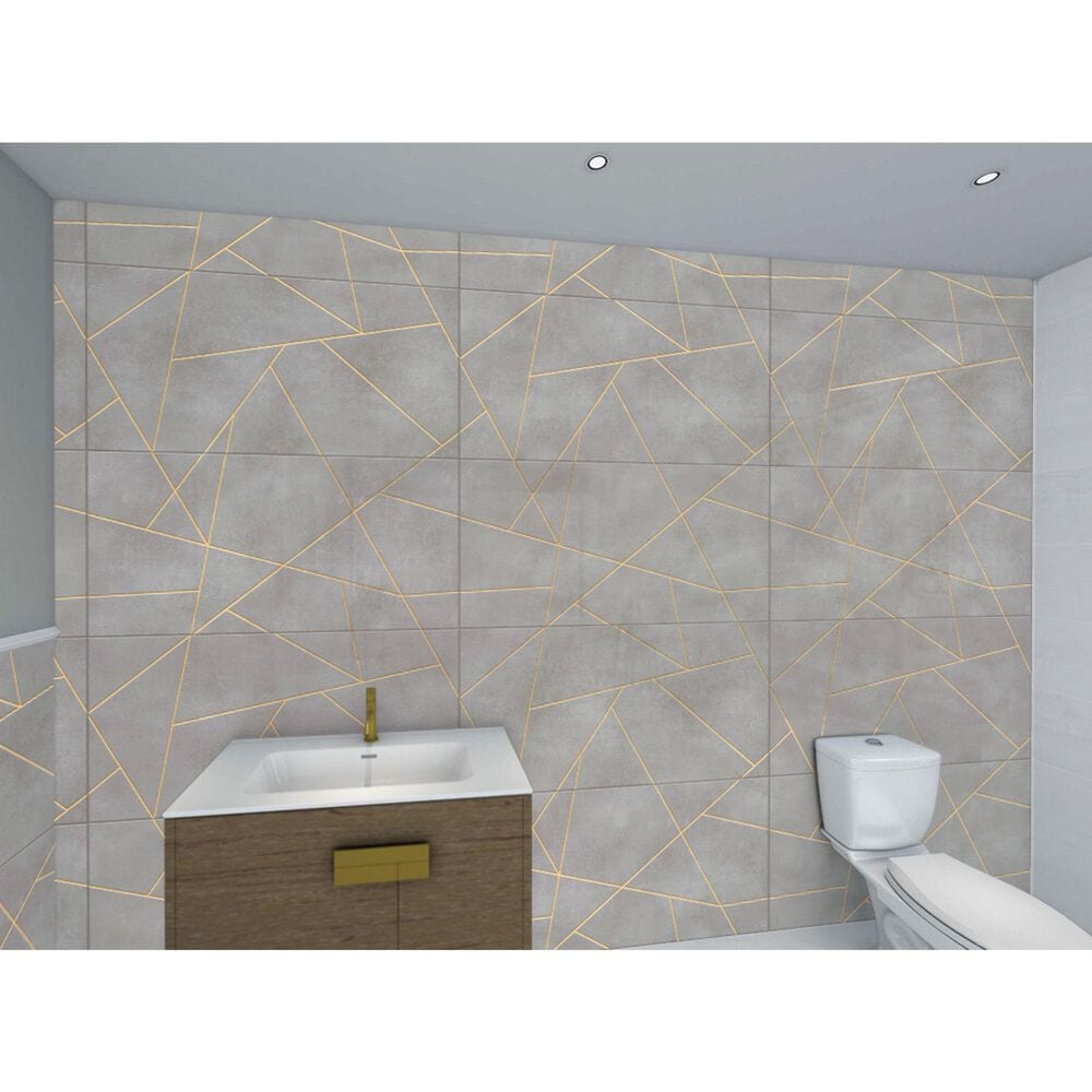 Soho Studio Artscape Cemento and Gold Line 24" x 48" Porcelain Tile, , large