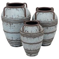 Maple and Jade Rustic Metal Vase in Blue (Set of 3)