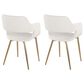 LumiSource Margarite Arm Chair with White Faux Leather Cushion in Gold (Set of 2), , large