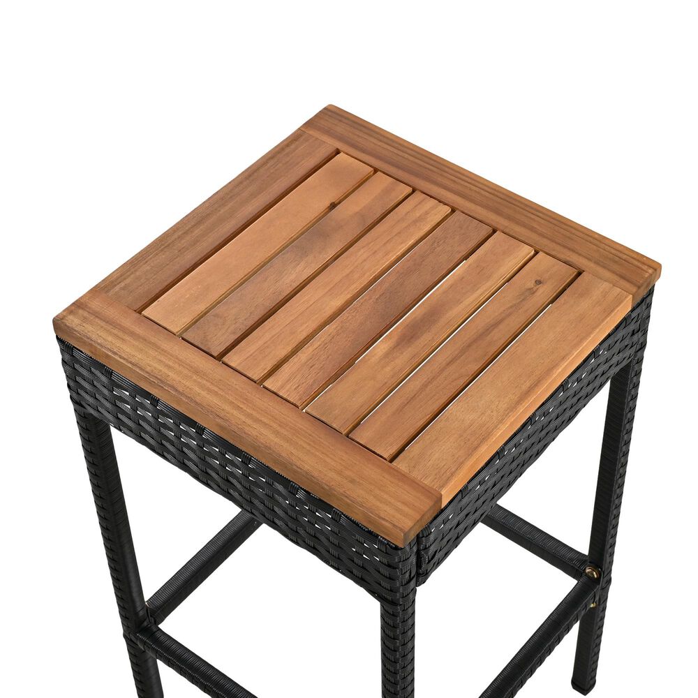 Hearth and Haven 5-Piece Outdoor Patio Wicker Bar Set with Off-White Cushion in Black and Brown, , large