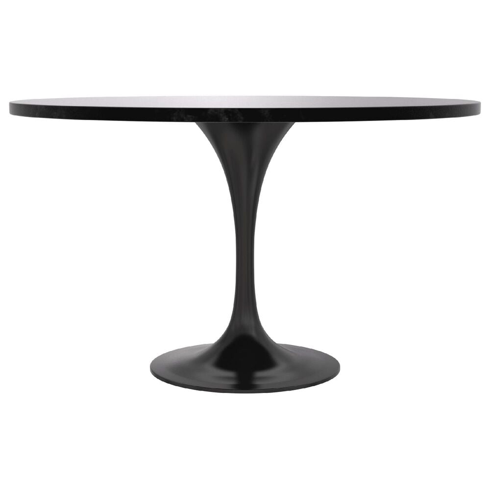 Leisuremod LeisureMod Verve Collection 48 Round Dining Table, Black Base with Black MDF Top, , large