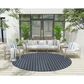 Nourison Twist Reversible 8" Round Navy Indoor/Outdoor Area Rug, , large