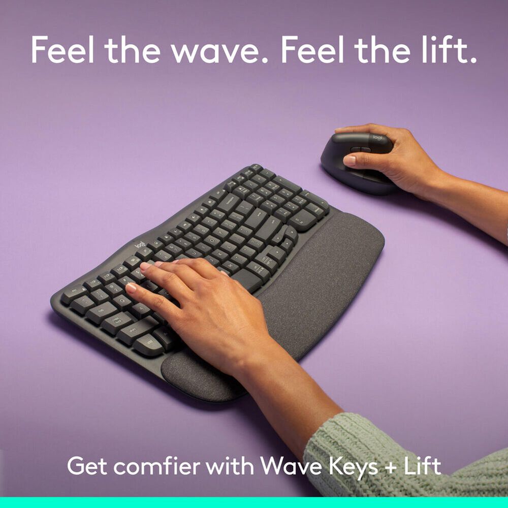 Logitech Ergo Wave Keys and Lift Combo in Graphite, , large