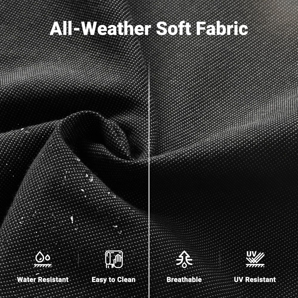 HOMLUX 3-Piece 77" Patio Sofa and Ottoman Set in Black, , large