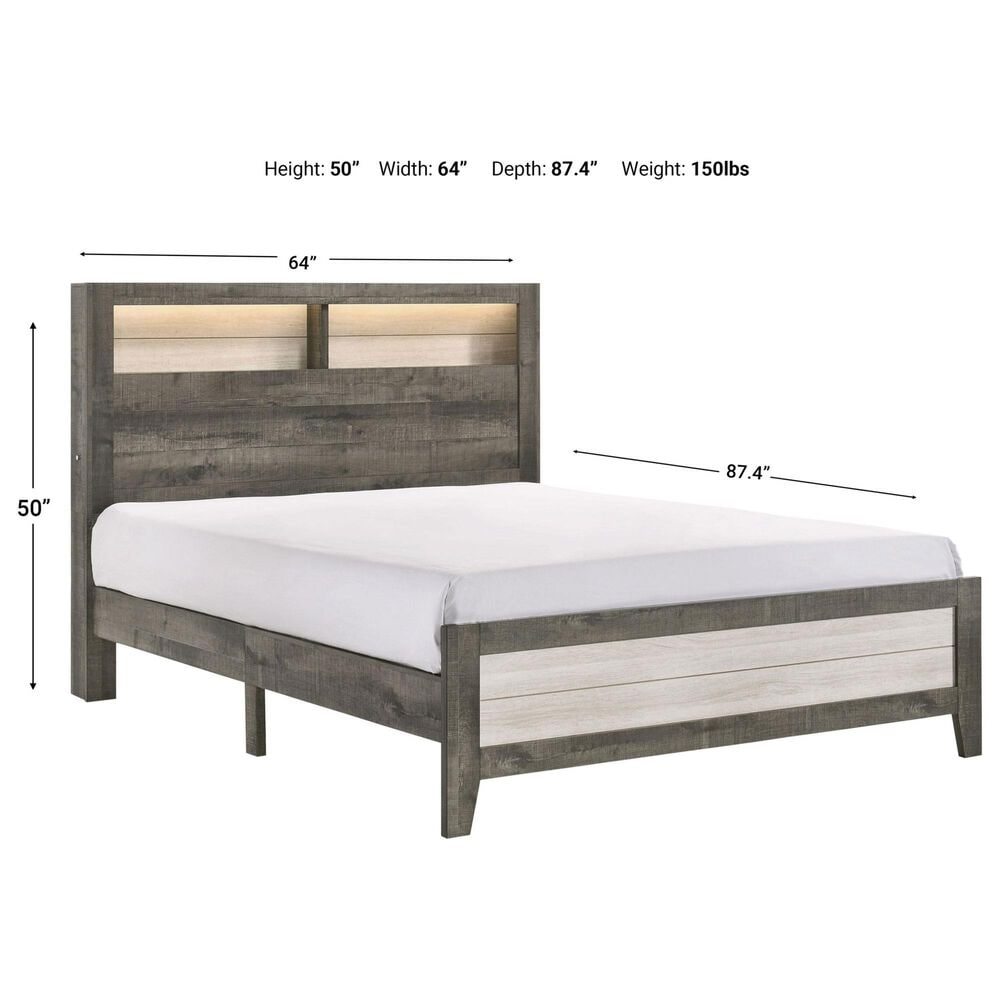 Crown Mark Rhett 3-Piece Queen Platform Bedroom Set in Gray and White, , large