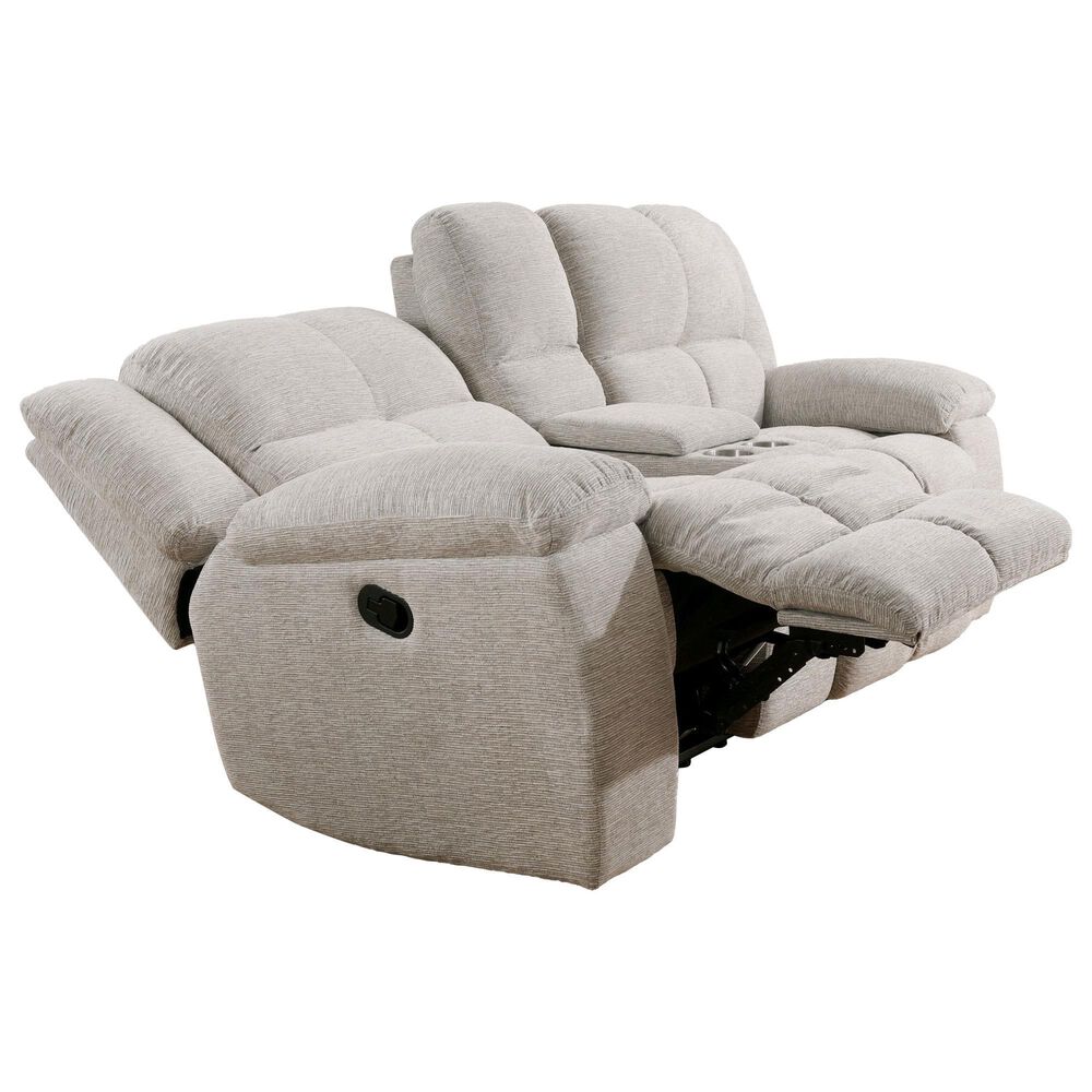 Simeon Collection Buster Manual Dual Reclining Console Loveseat in Opal Taupe Velvet, , large