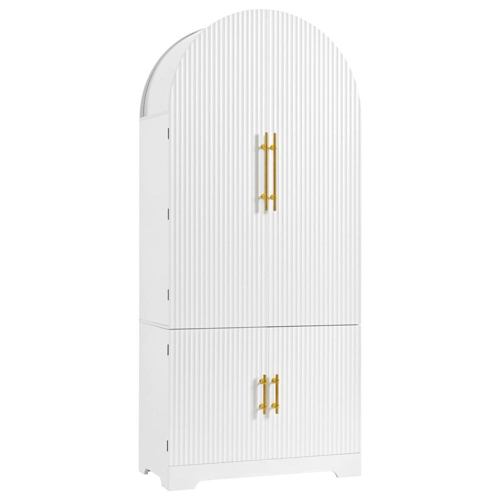 HOMLUX 72" Tall Arched Kitchen Pantry Cabinet in White, , large