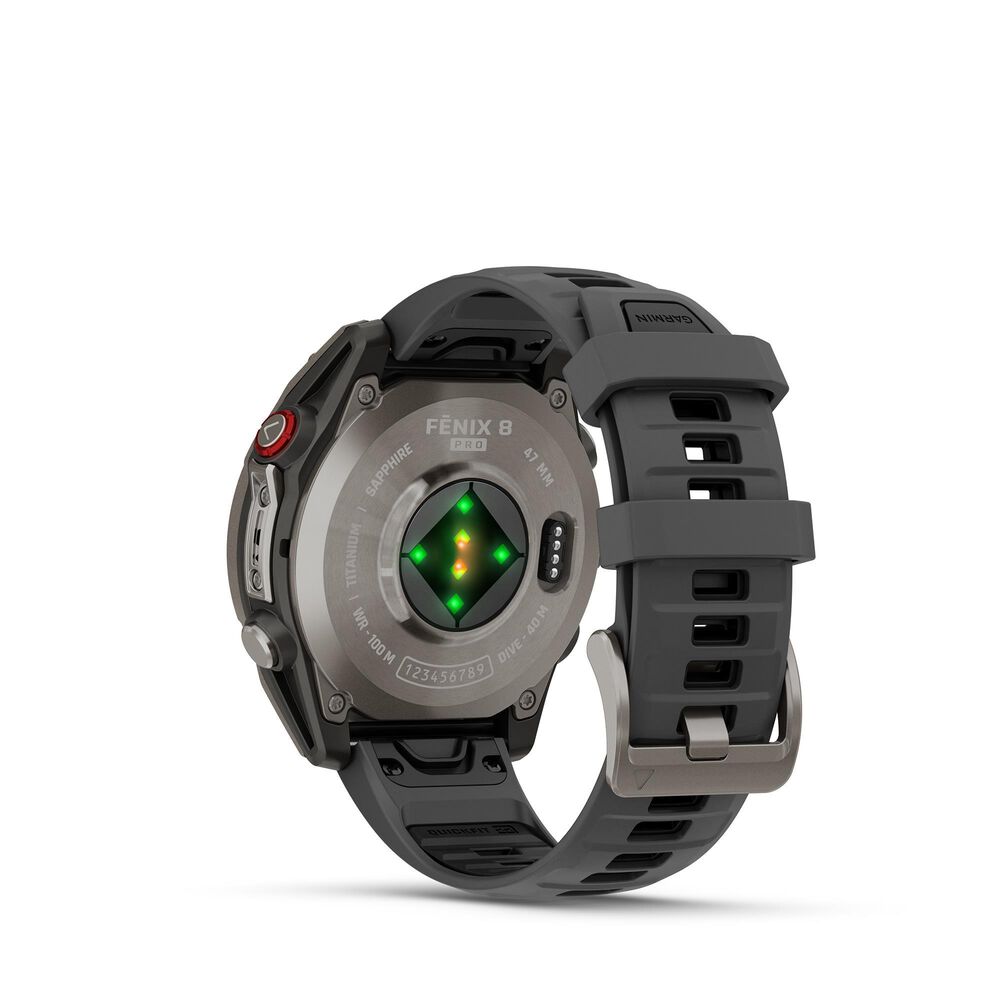 Garmin Fenix 8 Pro Sapphire AMOLED Smartwatch 47mm Titanium Case with Graphite Black Silicone Band, , large