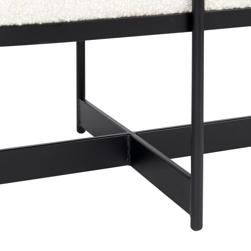 Mercana Amelia Upholstered Bench with Cream Boucle Cushion Seat in Black, , large