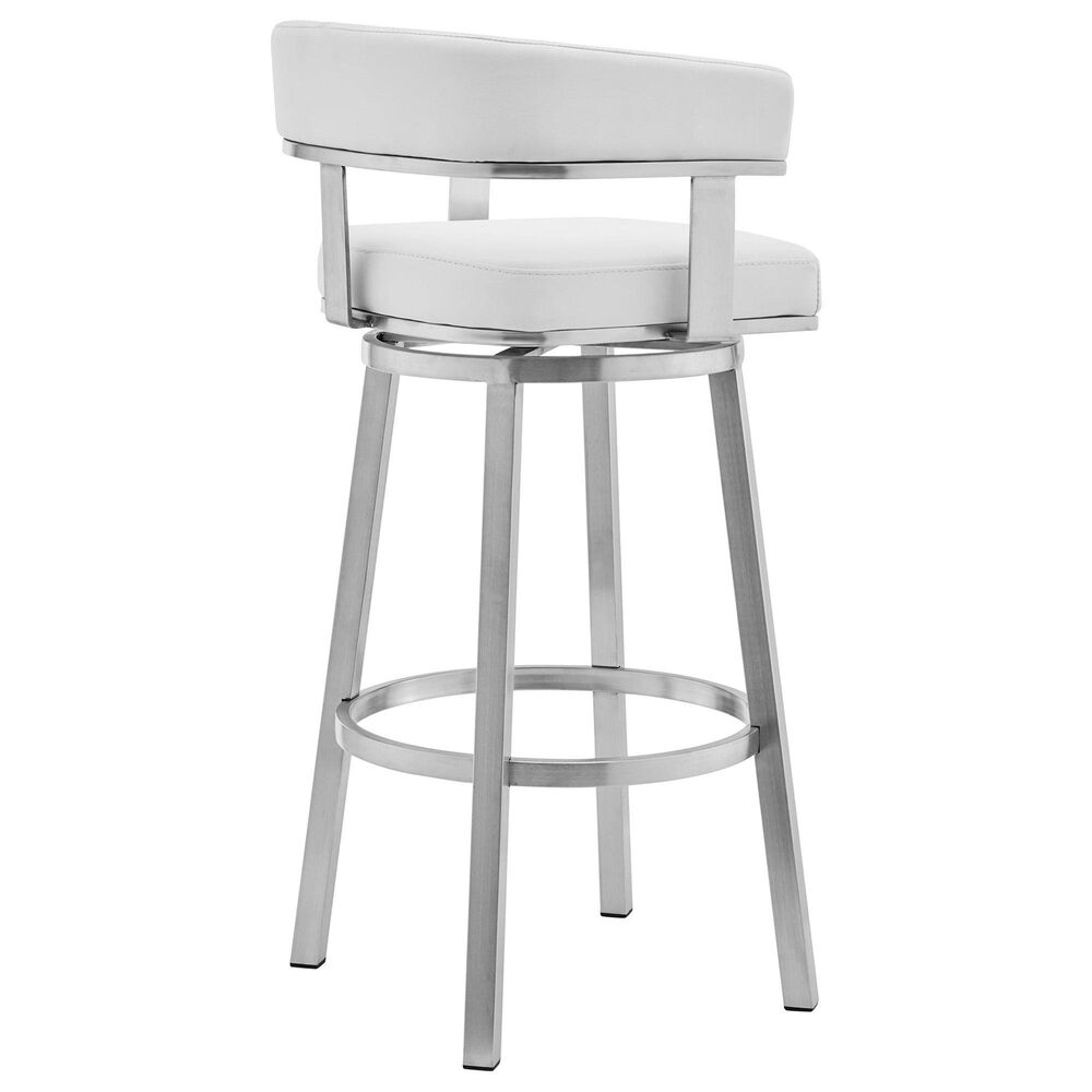 Blue River Lorin 26&quot; Swivel Counter Stool with White Cushion in Stainless Steel, , large