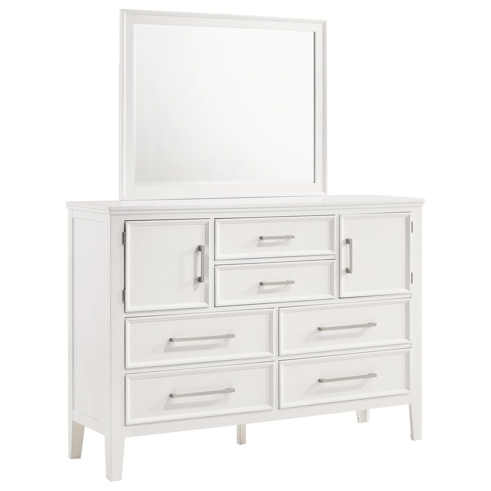New Heritage Design Andover 6 Drawer Dresser and Mirror in White, , large