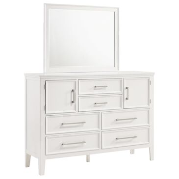 New Heritage Design Andover 6 Drawer Dresser and Mirror in White, , large