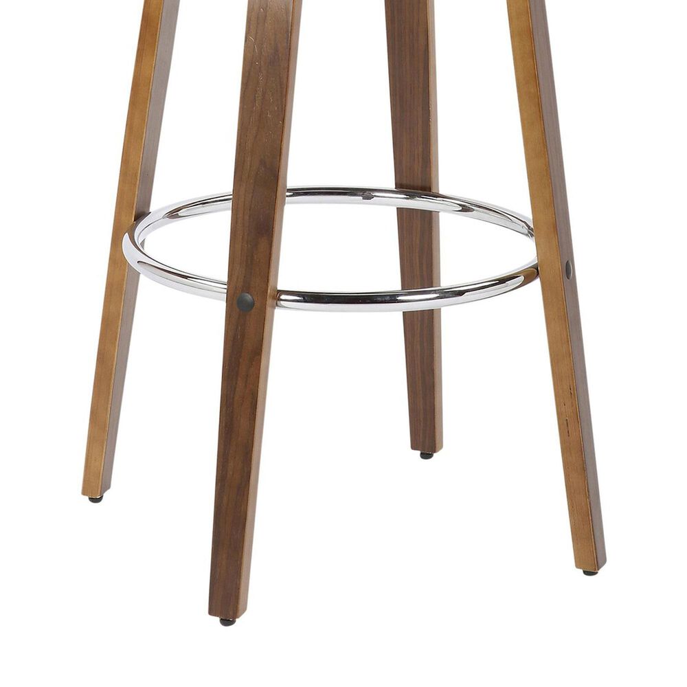 LumiSource Curvini 30" Swivel Barstool with Blue Upholstery in Walnut and Chrome (Set of 2), , large