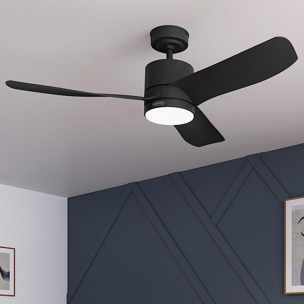 Hunter Bolsa 52&quot; Ceiling Fan with LED Light in Matte Black, , large
