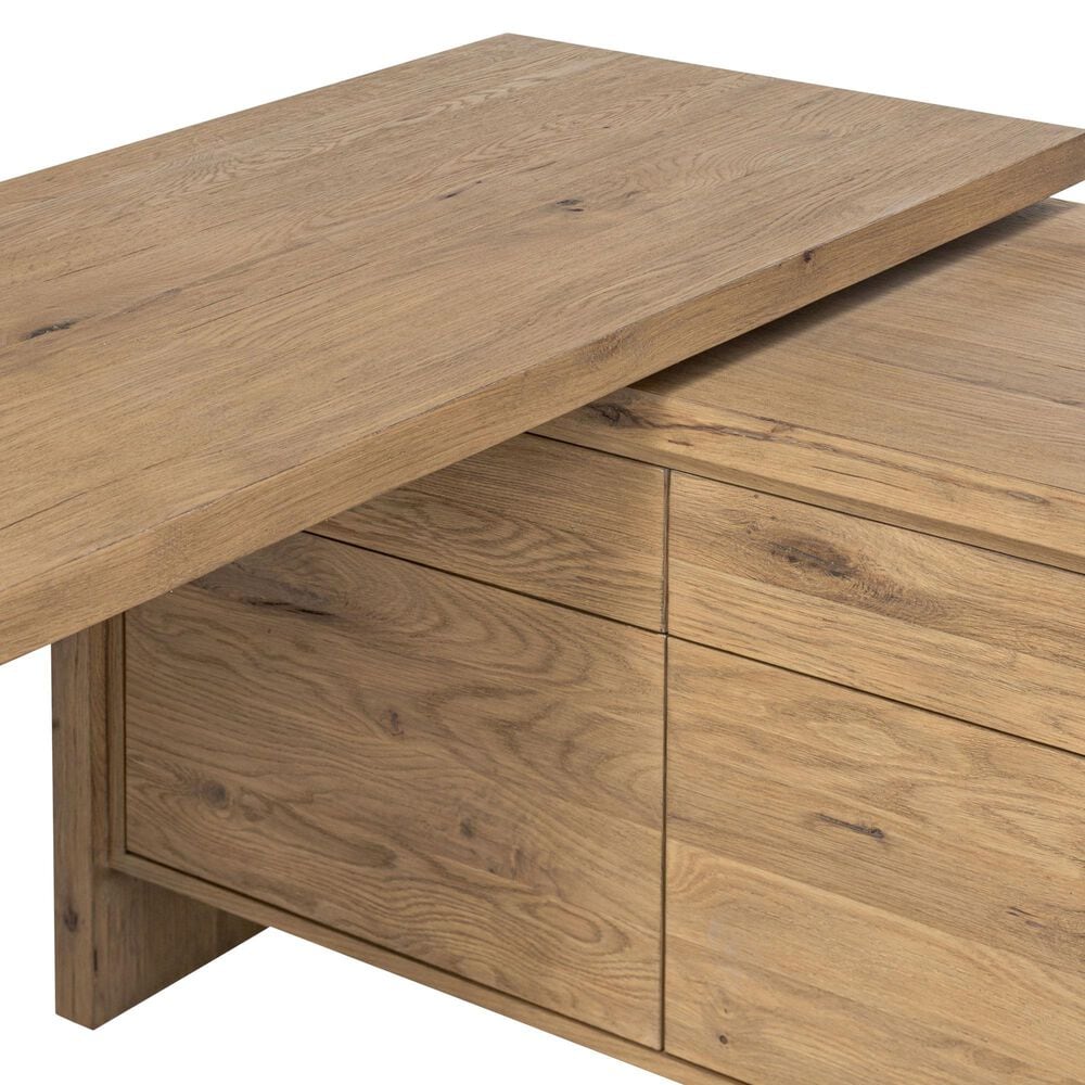 Four Hands Noah L-Shaped Rotating Desk in Aged Smoked Oak, , large