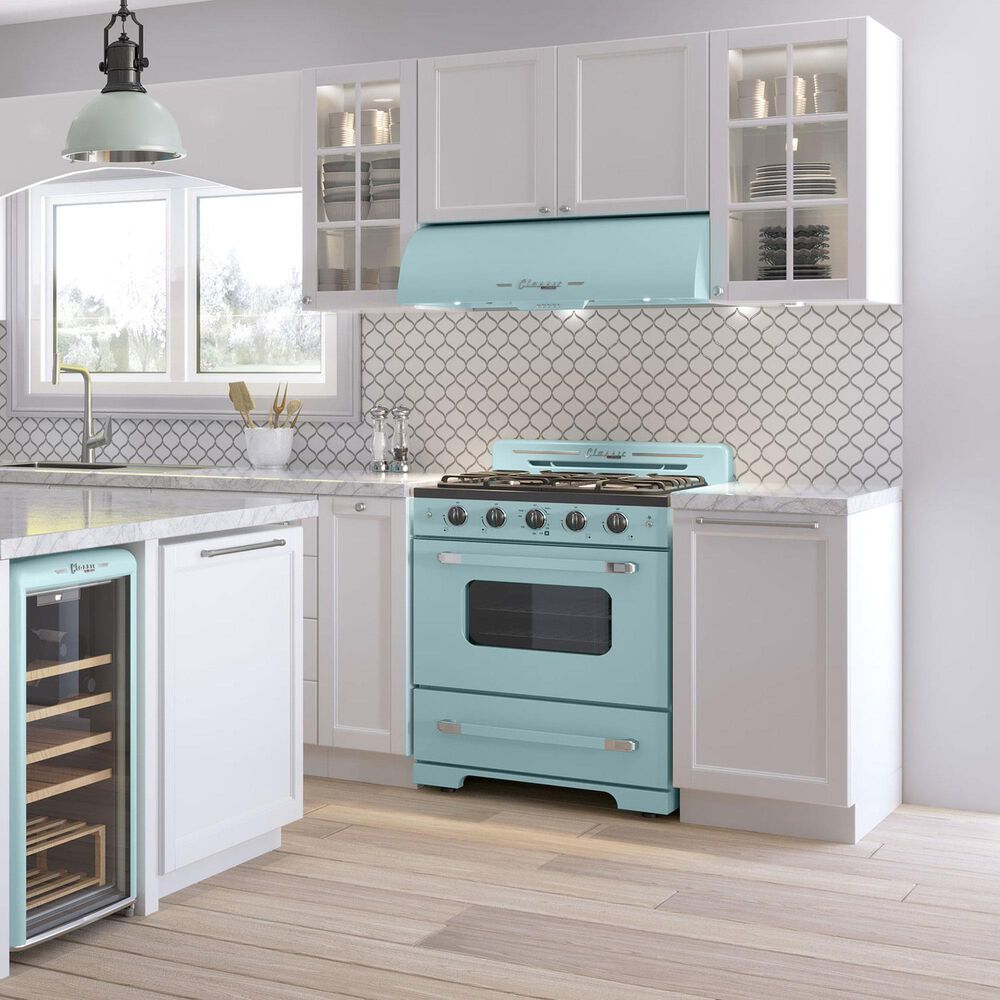 Unique Appliances Classic Retro 30" Pro Convection Gas Range in Ocean Mist Turquoise, , large