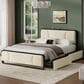 HOMLUX Queen Upholstered Platform Storage Bed in Beige, , large