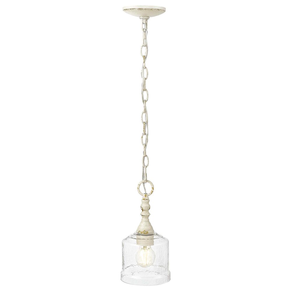 Golden Lighting Keating 1-Light Pendant with Hammered Water Shade in Antique Ivory, , large