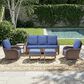 Sunwell Garden 6-Piece Patio Chat Set Two Ottomans in Navy, , large