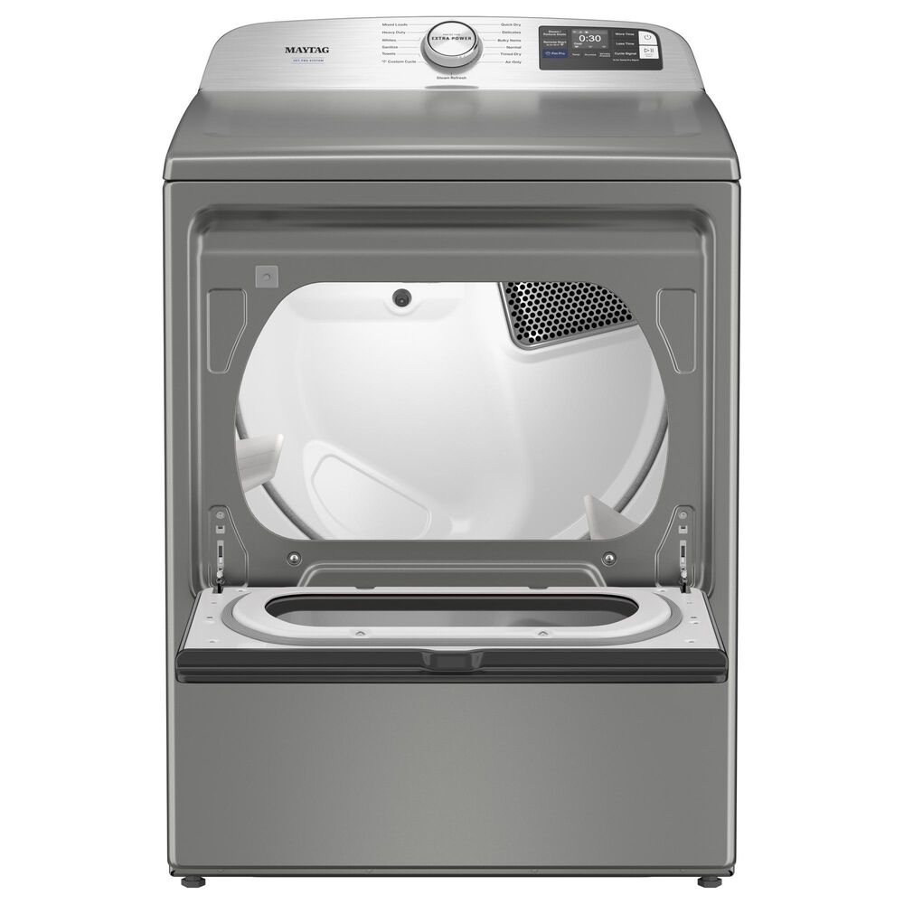 Maytag 7.4 Cu. Ft. Electric Smart Top Load Dryer with Pet Pro Option in Classic Silver, , large