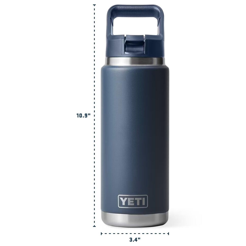 YETI Rambler 26 Oz Water Bottle with Color-Blocked Straw Cap in Olive and King Crab Orange, , large