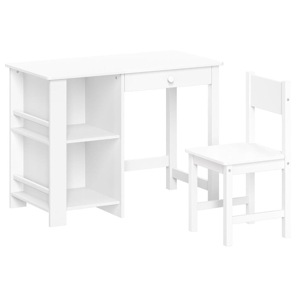 RiverRidge Home 2-Piece Kid Desk and Chair Set with Cubbies and Bookracks in White, , large