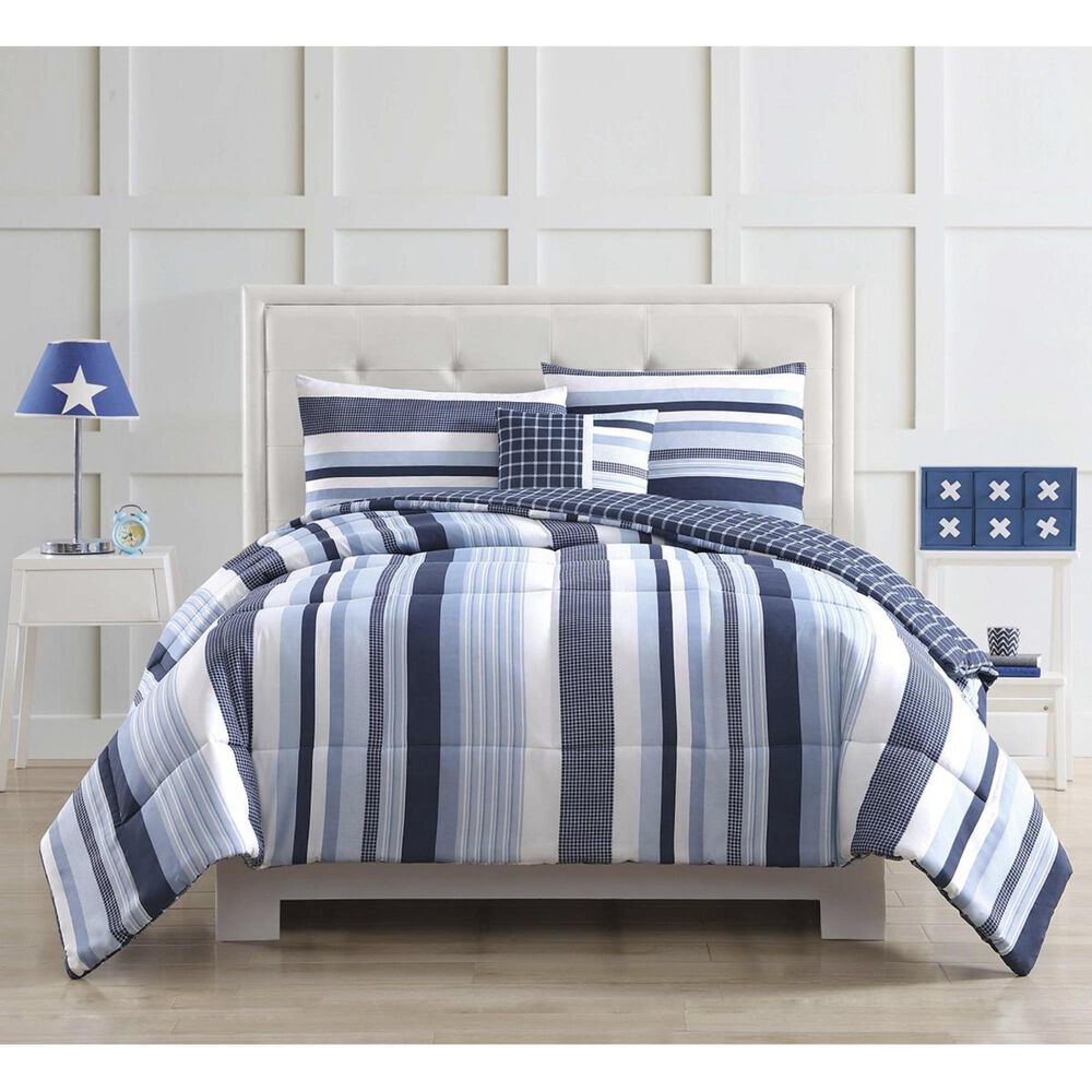 Pem America My World Kids 3-Piece Twin Mason Stripe Comforter Set in Blue, , large