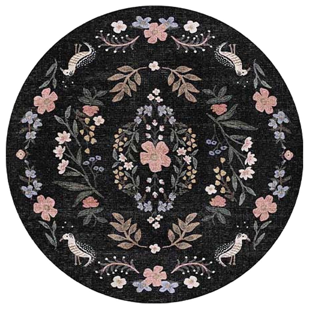 Rifle Paper Co Maison Tuileries 3" Round Black Area Rug, , large