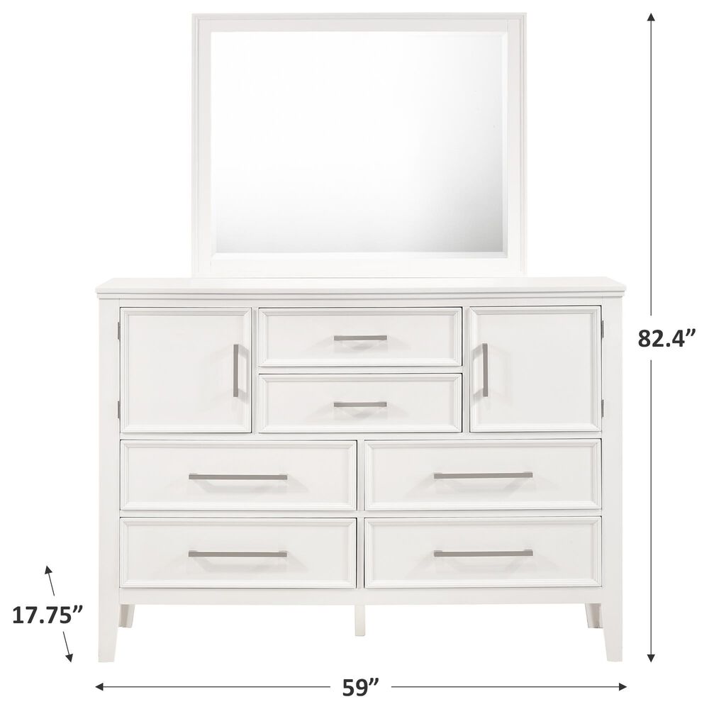 New Heritage Design Andover 6 Drawer Dresser and Mirror in White, , large