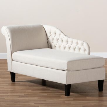 Baxton Studio Florent Chaise Lounge in Beige, , large