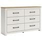 Ashley Linnocreek 4-Piece Full Bedroom Set in White and Warm Brown, , large