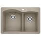 Blanco Diamond 33" 1-3/4 Double Bowl Dual Mount Kitchen Sink in Truffle, , large