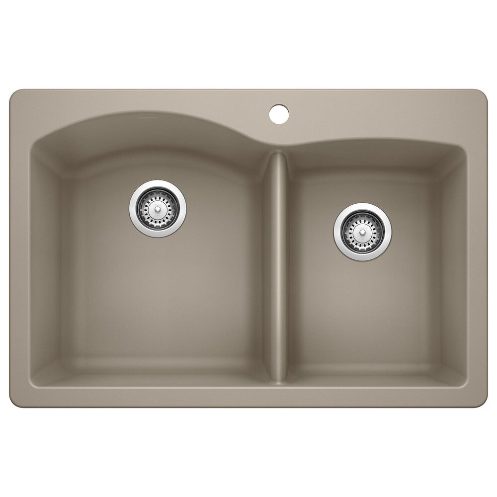 Blanco Diamond 33" 1-3/4 Double Bowl Dual Mount Kitchen Sink in Truffle, , large